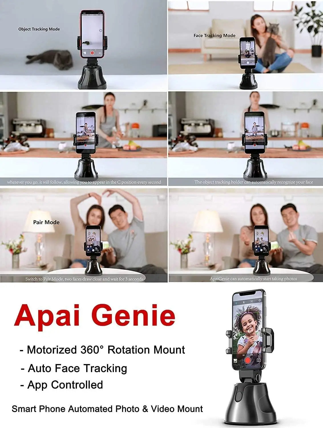 360° Object Tracking Smart Shooting Selfie Tripod Camera Gimbal For Photo Vlog Live Video Record (cell Operated)