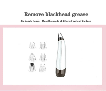 Original 6 in 1 Multi-Functional Rechargeable Blackhead Remover Vacuum Acne Pimple Black Spot Suction Electric Facial Pore Cleaner Skincare Exfoliating Beauty Device