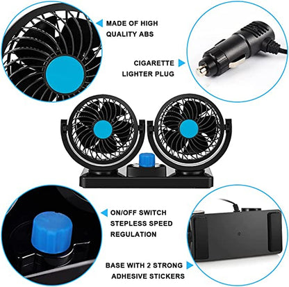 New Double-Ended Car Fan Two Gears and Low Noise 360 Degree Adjustment Car Fan