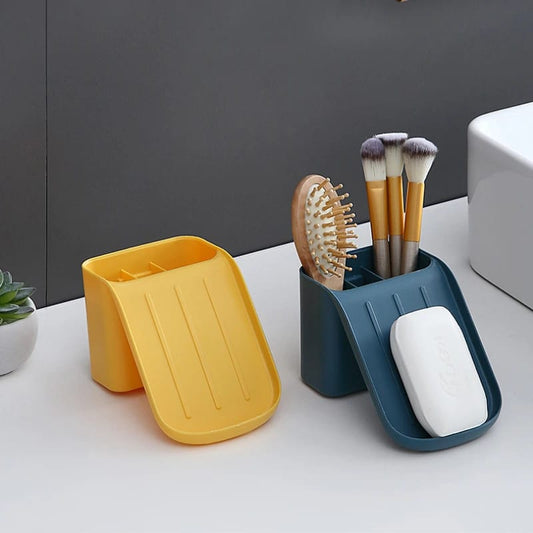 Soap Dish Organizer, Space Saver, Tooth Brush Case, Anti Slip Surface Bathroom Shower Holder Toothbrush Storage Caddy ( Random Color )