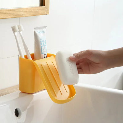 Soap Dish Organizer, Space Saver, Tooth Brush Case, Anti Slip Surface Bathroom Shower Holder Toothbrush Storage Caddy ( Random Color )